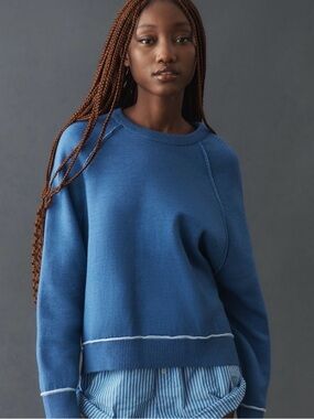 Pilcro The Oaklyn Cosy Blue Crewneck Sweater Size S